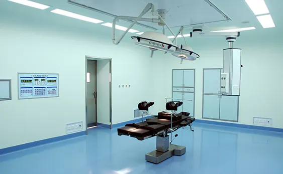 Technical cross-section of laminar flow distribution for aseptic surgical environments