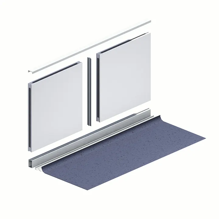 Demountable cleanroom wall gusset and screw connection detail