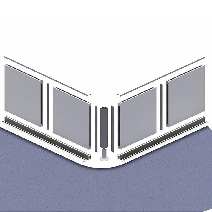 Cleanroom partition right-angle corner connection detail