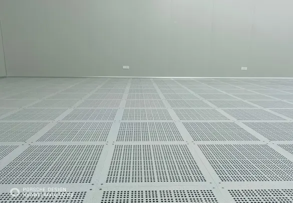 Real semiconductor cleanroom process bay wall and raised floor area for reconfiguration planning