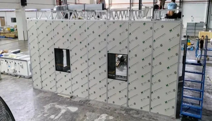 Genetek Malaysia modular cleanroom project front view with cleanroom wall panels and integrated windows